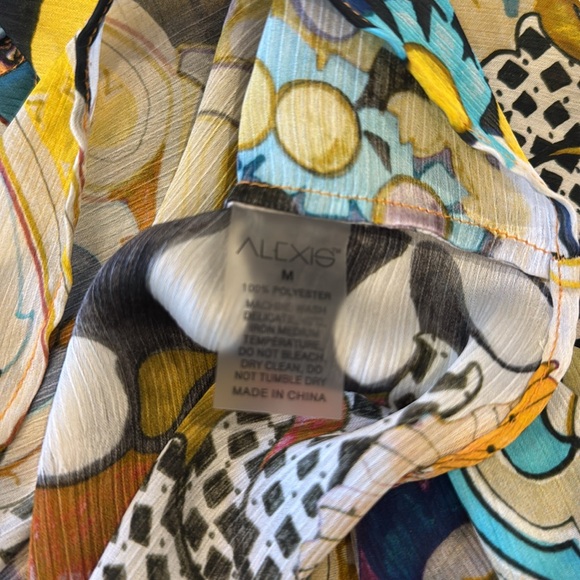 Alexis Renell In Floral Grove Blouson-Sleeve Beautiful Top Size Medium like new - Picture 4 of 4